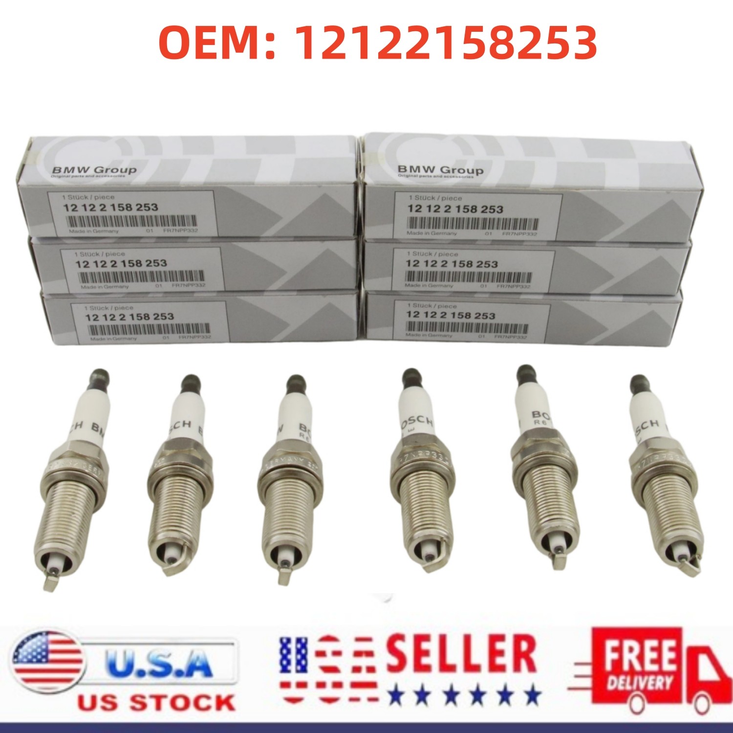 Genuine OEM 6PCS Spark Plugs For BMW X3 X5 328i 528i 525i 530i 12122158253