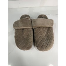 Aetrex Maya FE803 Taupe Quilted Faux Fur Orthotic Slippers Womens 10.5-11 EU42