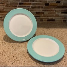 Martha Stewart Retro Turquoise Stoneware Dinner Plates Westport #6028 Set Of 3