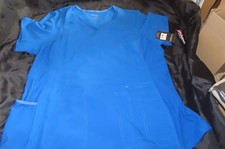 CHEROKEE IFLEX WOMEN'S V-NECK KNIT PANEL SCRUB TOP CK605 ROYAL BLUE X-LARGE NWT