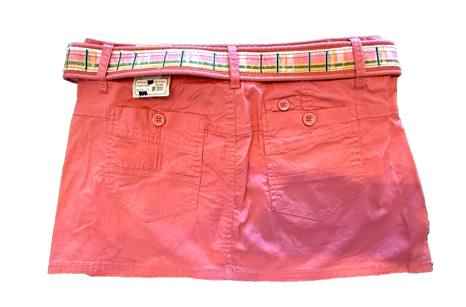 MUDD JEANS MINI FALDA CINTURÓN A CUADROS Melocotón/Naranja FESTIVAL Preppy Boho 11 ¡NUEVO! $36 Foto 2 de 4