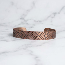 Artisan Pure Solid Copper Magnetic Bracelet Arthritis Therapy Cuff Geometric V