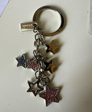 Silver Tone Metal Keyring Star Charm w/ Pink Rhinestone Accents, Women s