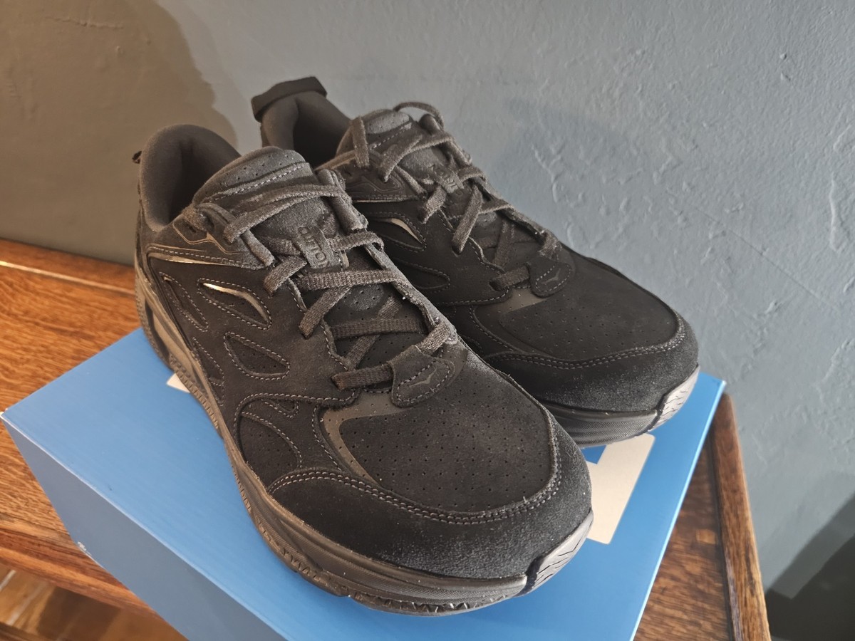 Hoka One One Clifton L Shoes Mens Size 14 Triple Black Lifestyle Sneakers Suede 1095307.jpg main image 2