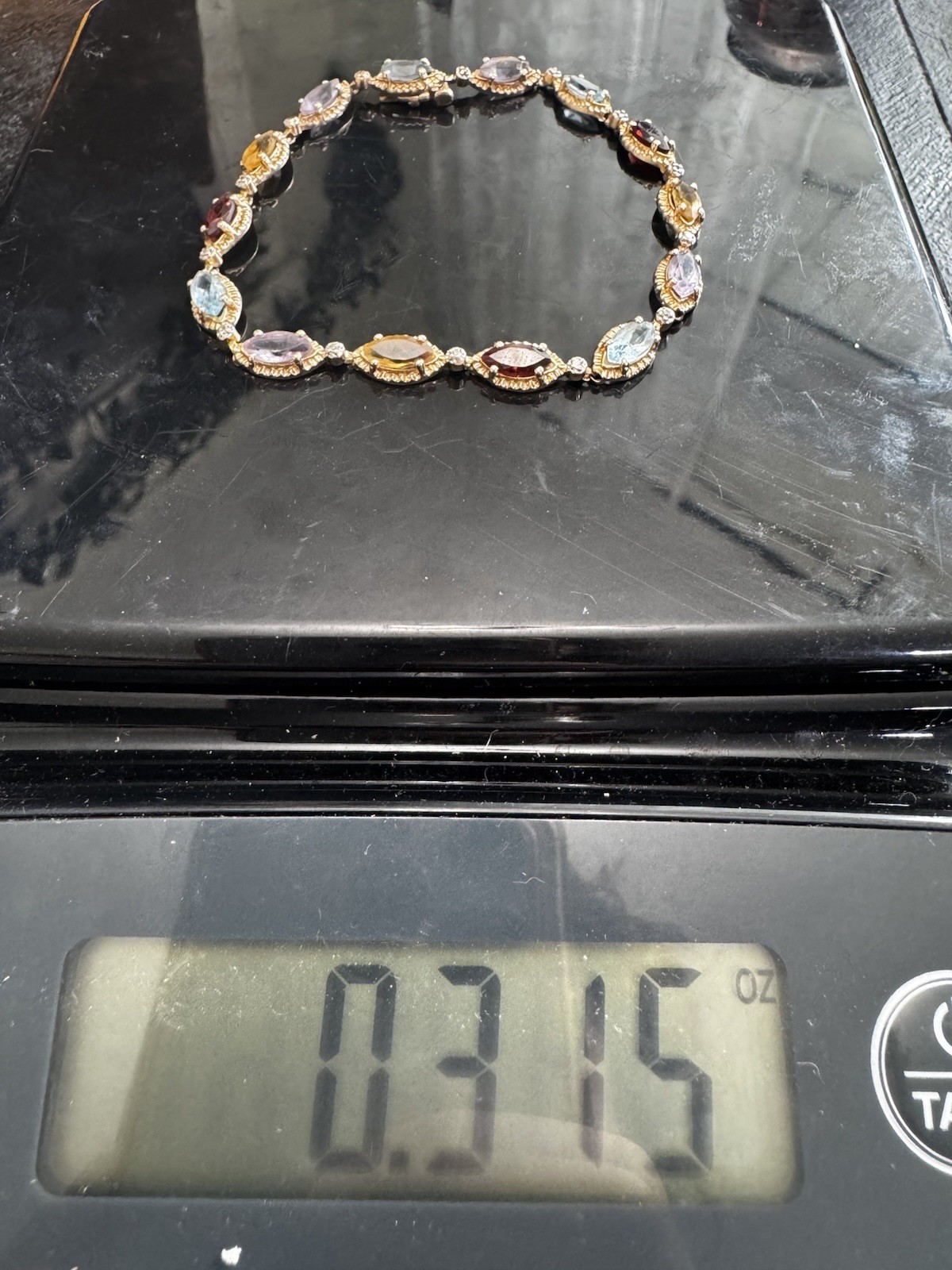 Multicolor Gemstone 14k Solid Yellow Gold Bracele… - image 2