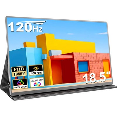 18.5 Inch Portable Monitor for Laptop, 1080P FHD 120Hz 125% sRGB USB-C HDMI T...