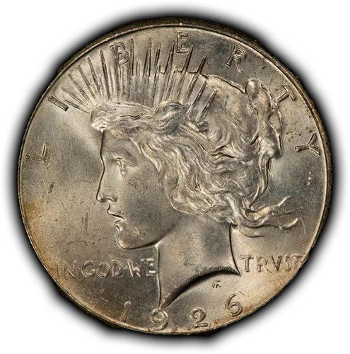 1926 $1 Silver Peace Dollar - Colorful Toning - BU Semi Key Date - SKU-D7265