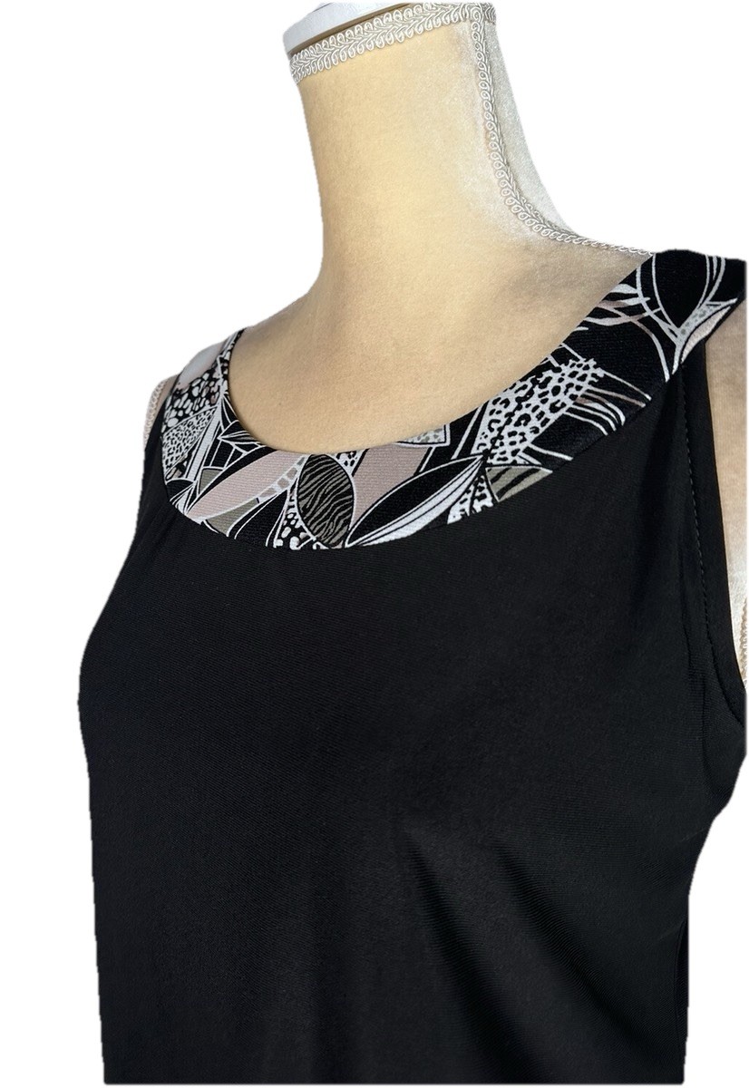 Slim Factor by Investments Sleeveless Dress Top Blouse Women's Size Large Black