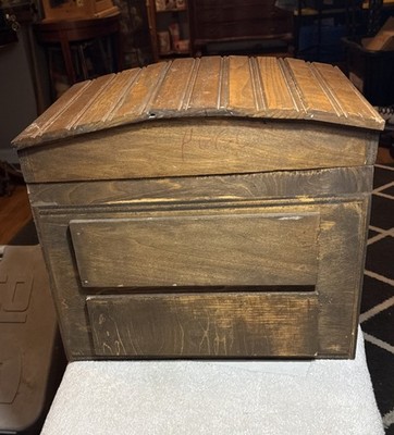 VINTAGE JEWELRY BOX FULL OF JEWELRY,  HEAVY 11 POUND WOOD BOX 13  X 14.5  x 9.75