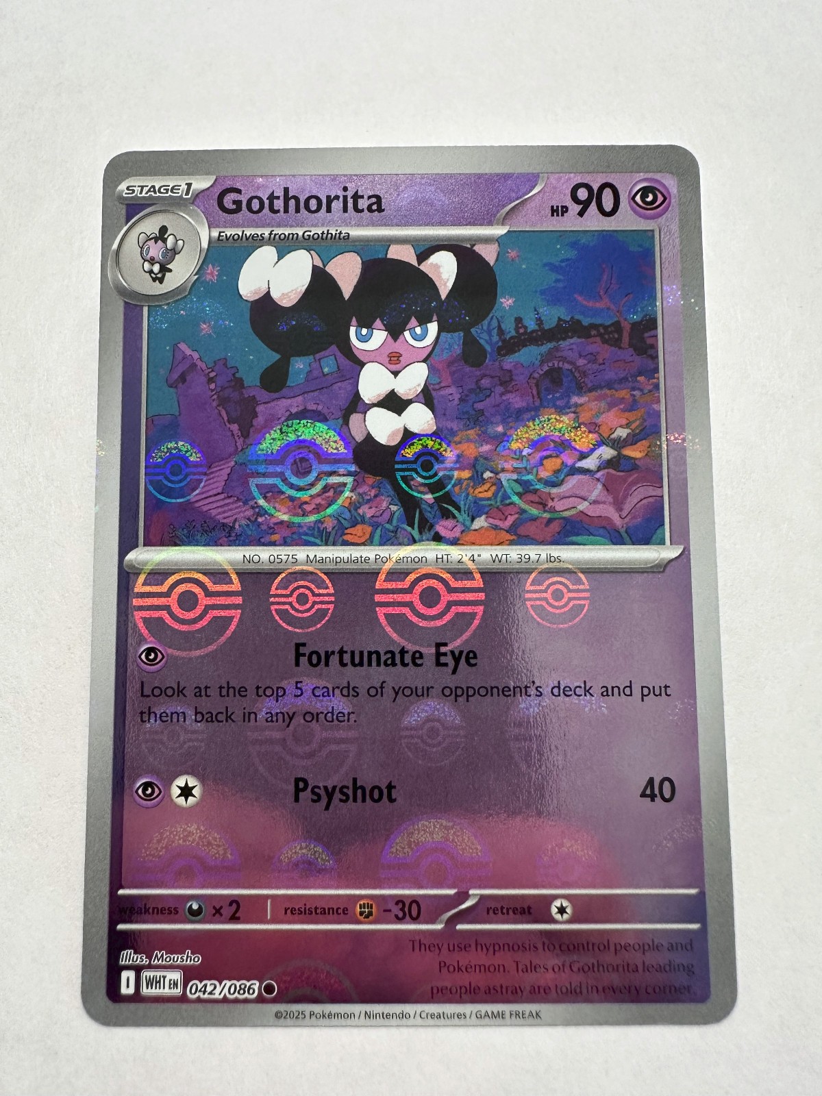 042/086 Gothorita - SV White Flare - Pokeball Reverse Holo NM Pokemon
