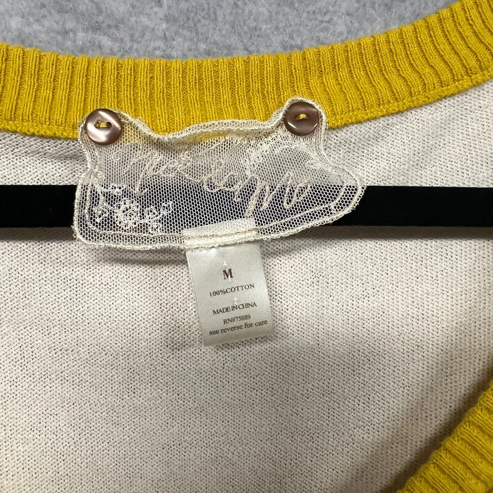 Cárdigan Nick & Mo Crema Apliques Florales Bordados Flores Botón Frontal M Foto 3 de 4