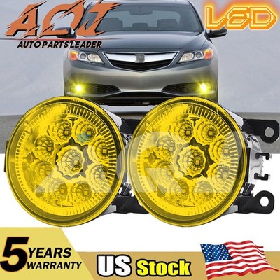 Pair Bumper Yellow Light LED Fogs Driving Lamps For Acura ILX 2013-2018