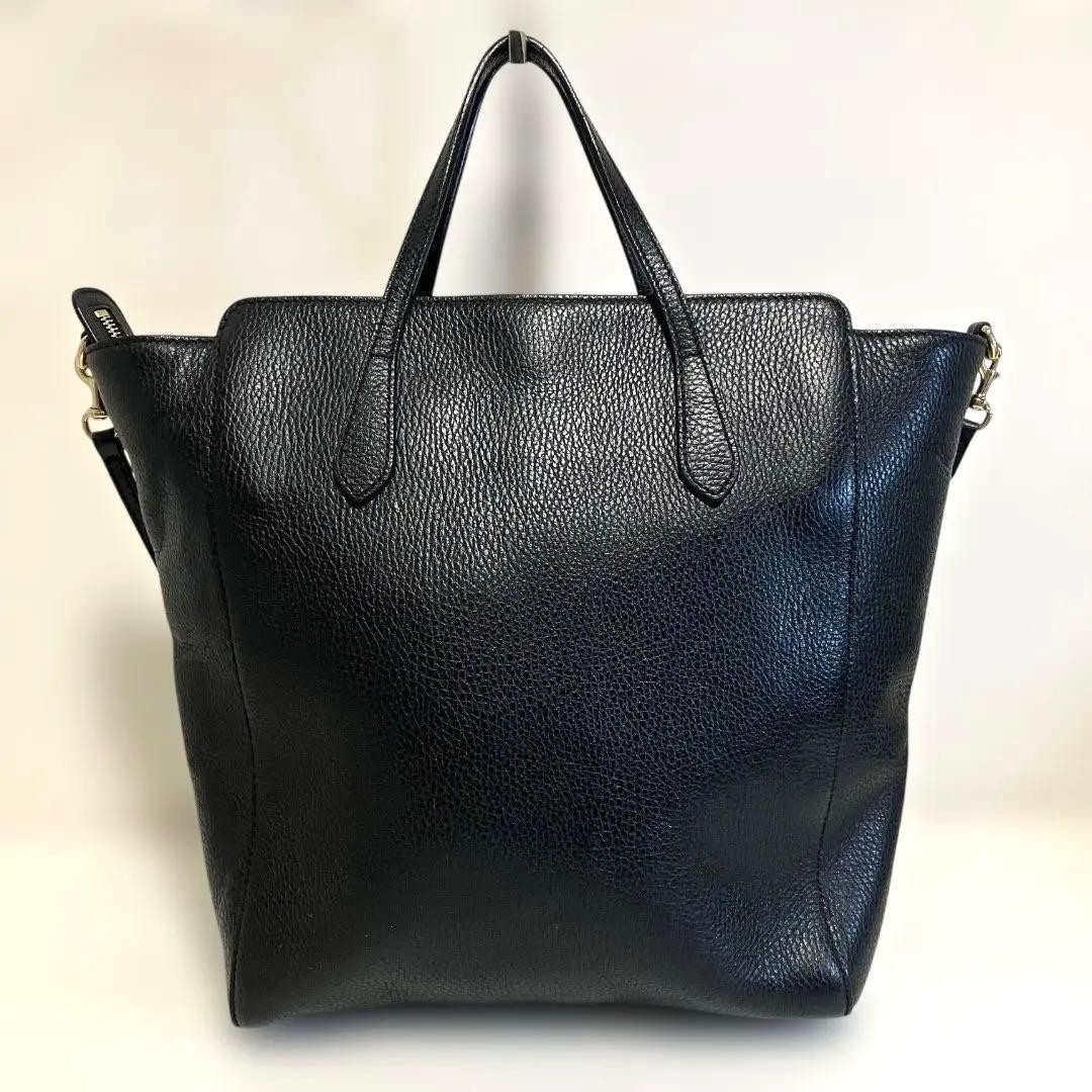 GUCCI Swing Tote Bag 2WAY Leather Black Authentic Women's Fashion thumbnail 2