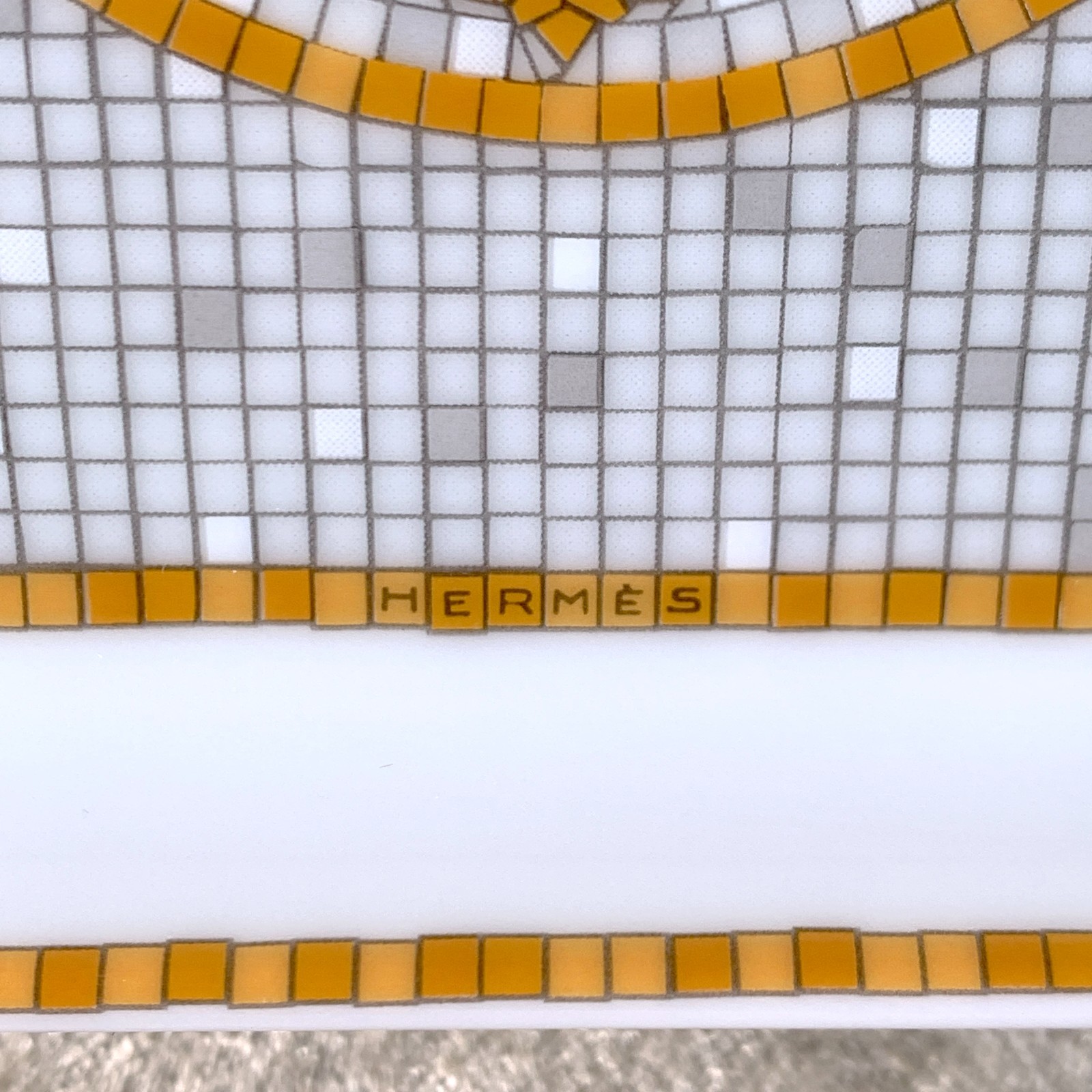 Hermes Paris Rectangle Tray Sushi Plate Mosaique au 24 Gold Porcelain with Case thumbnail 9