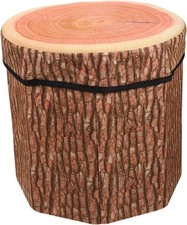 Holibanna Wooden Pile Storage Stool Storage Stool With Lid Tree Trunk Stool Fau