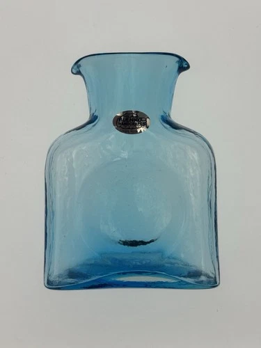 Blenko Handmade Glass 384 Mini Water Bottle in Ice Blue Signed