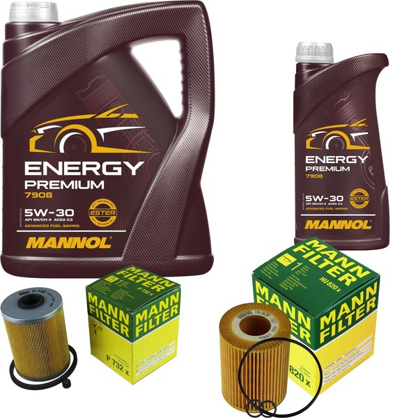 Inspektionspaket 6L Mannol Energy Premium 5W-30 FüR Opel Meriva Combo Tour 1.7-image