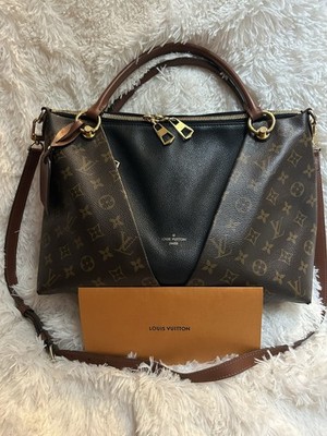 Louis Vuitton V Tote MM Black/Brown Leather/Canvas