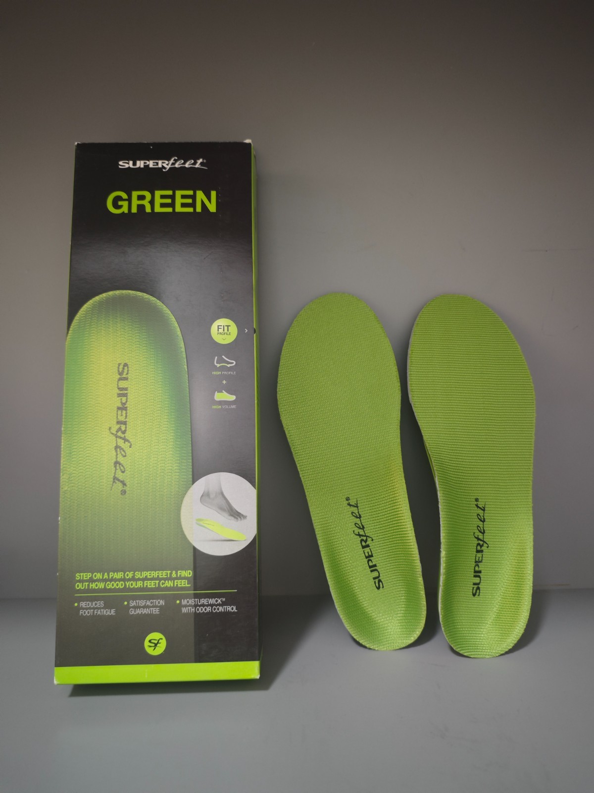 Superfeet Green Insoles, Professional-Grade High Arch Orthotic Insert Size CDEF