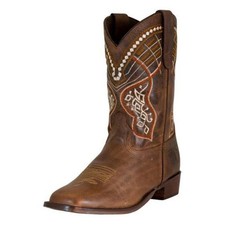 TuffRider Toddlers Yukon Tricolor Leather Embroidered Square Toe Western Boots