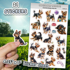 Yorkshire Terrier Dog Stickers for Journals, Scrapbooks, Planners, Glossy, Matte
