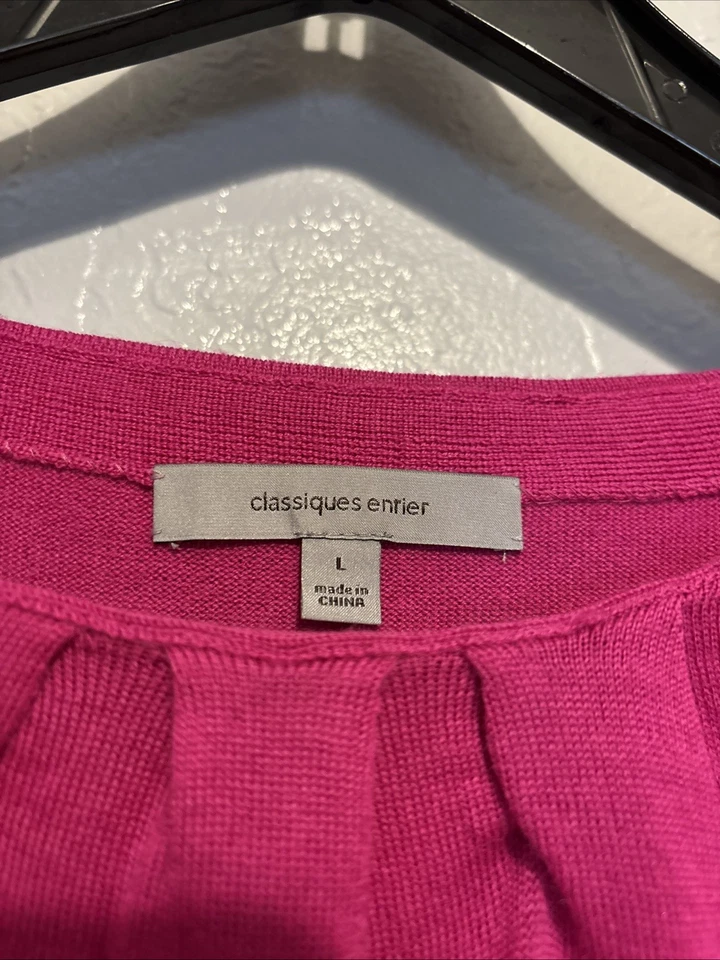 Женская блуза Classiques Entier фуксия розовая рукав 3/4 100% шерсть мериноса - Изображение 2 из 4