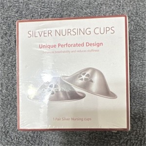 Silver Nursing Cups Unique Perforated Design 1 Pair Silver Color Comfortable Fit