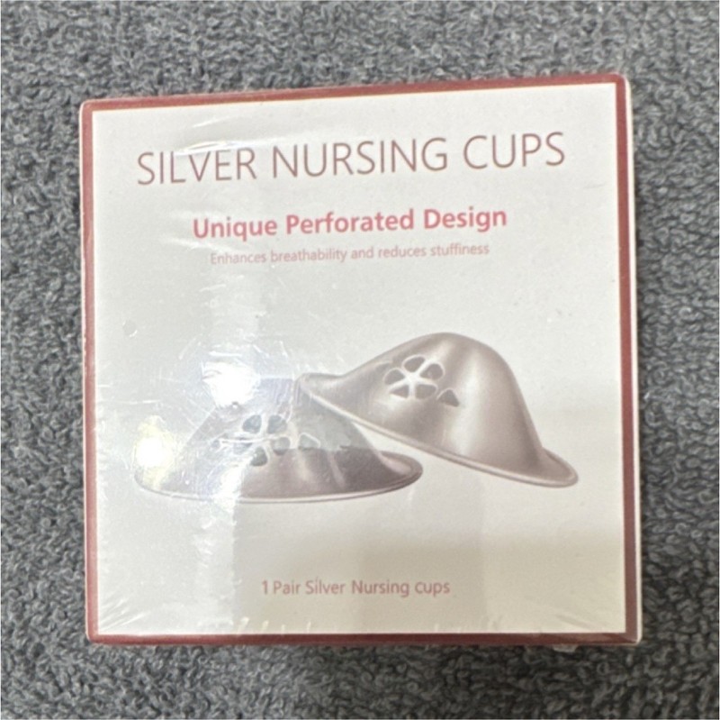 Silver Nursing Cups Unique Perforated Design 1 Pair Silver Color Comfortable Fit