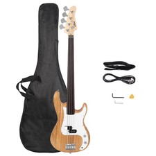 Glarry No Fret Electric Bass Guitar Full Size 4 String GP Bass With Bag