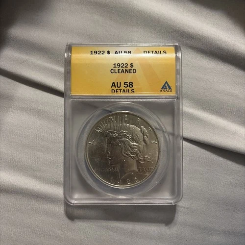 1922 Peace dollar AU58 ANACS cleaned