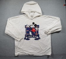 Vintage Disney Mickey Mouse Sweater Mens Small White Hoodie Pullover 90s Adult
