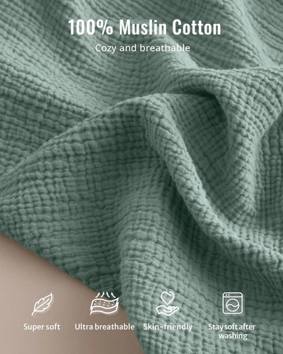 Blissful Diary муслиновый детский пеленальный коврик с водонепроницаемым авокадо, римский зеленый - Изображение 2 из 4