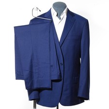 46L Hart Schaffner Marx New York Reda Deep Blue Wool 2-Piece Suit 39x27 Trousers