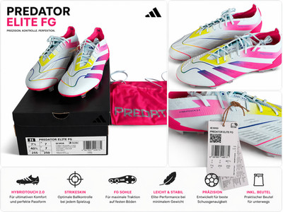 Adidas Predator Elite FG Fussballschuhe 40 2/3 IE3950 Almost Blue / Lucid Pink