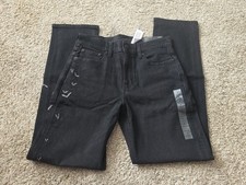 American Eagle Women's 4 Reg Black Denim Jeans High-Rise Bat Embroidered Goth