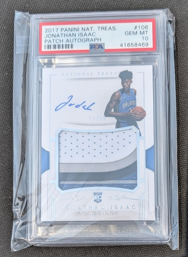 2017-18 National Treasures Jonathan Isaac Rookie Patch Auto 19/99 PSA 10 RC RPA