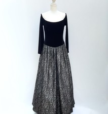 Jessica McClintock Vintage Velvet Corset Style Brocade Dress Gown Black Size 12
