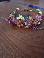 Chic Handmade Floral Crown Headband in Multicolor 8 In.diameter
