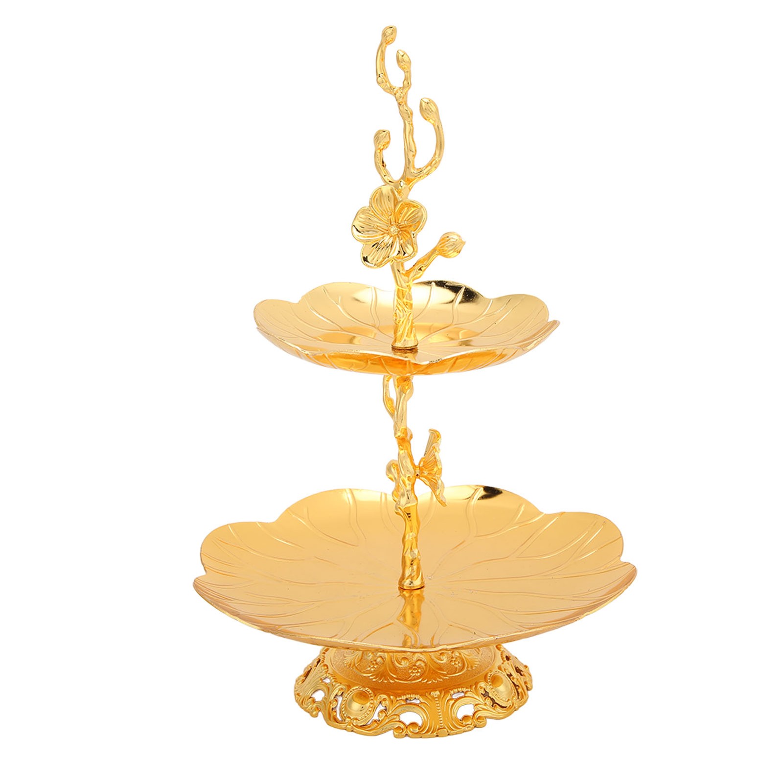 European Style Gold Cupcake Stand Elegant Two Tiered Tray For Candy Dessert For