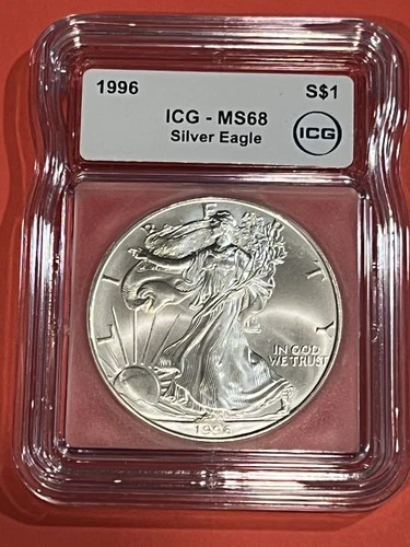 1996 Key date Silver Eagle Dollar MS68 ICG Certified Lowest Mintage In Bu Series
