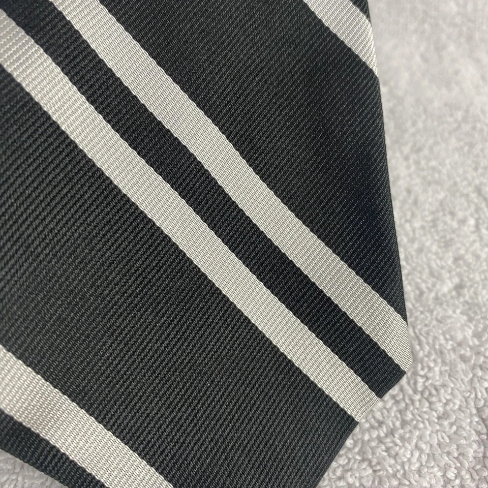 Corbata J Crew para hombre negra blanca a rayas seda inglesa hecha a mano EE. UU. Prendas para el cuello clásicas Foto 2 de 4