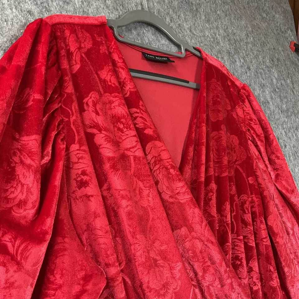 Lane Bryant Dress Womens Plus 26 28 Red Jacquard Stretch Maxi Christmas Holiday - Image 4 of 4