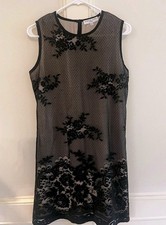 Patricia Jones USA Vintage Black Lace Overlay Shift Dress Size S