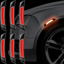6 Pieces Car Reflective Trim Carbon Fiber Side Marker Stickers Automotive Ext...