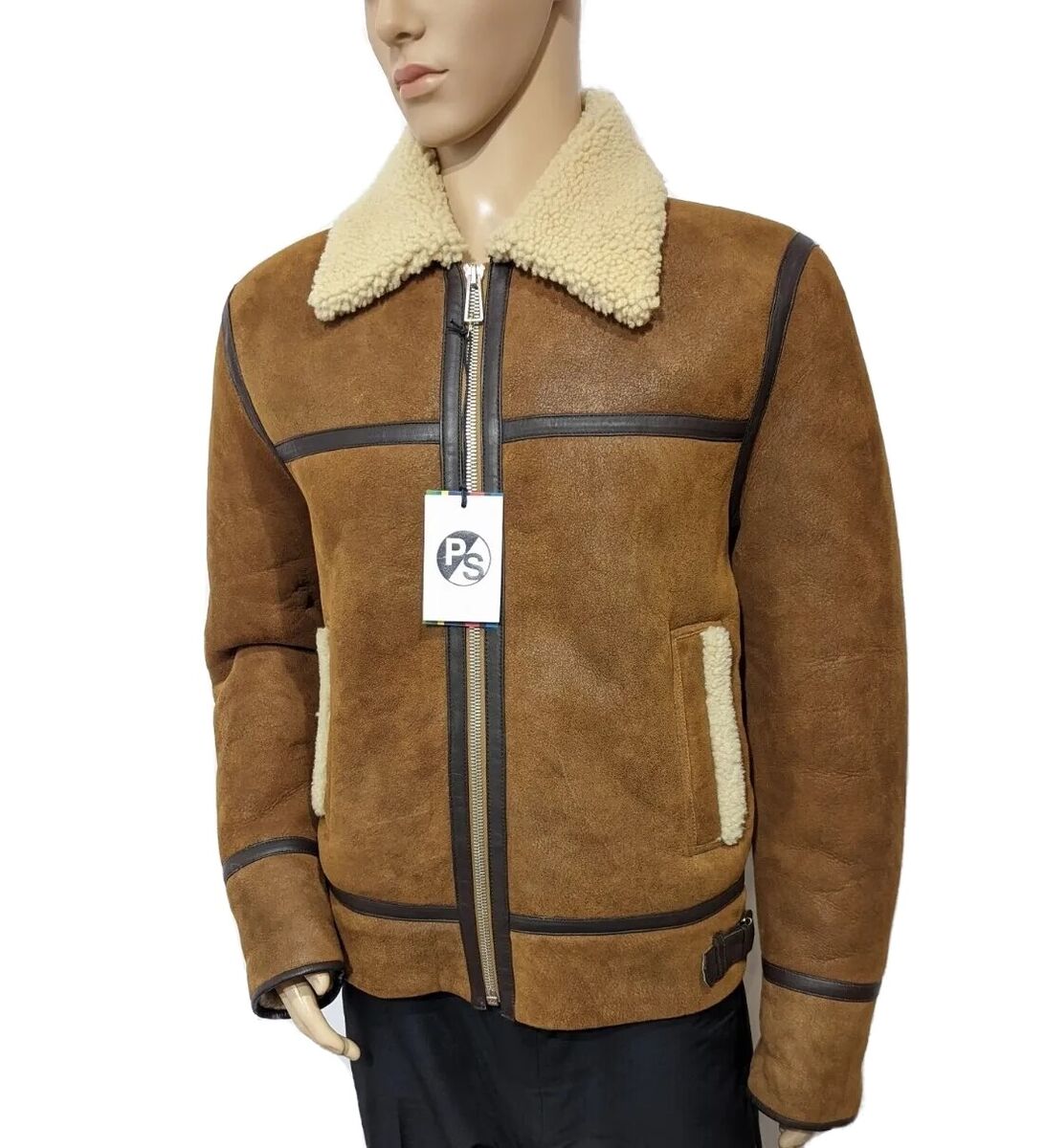 BNWT Paul Smith Mens Slim Leather Shearling Jacket Tobacco BNWT Paul Smith Mens Slim Leather Shearling Jacket Tobacco