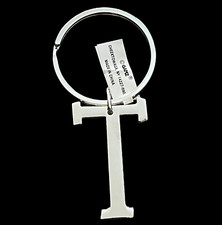 Letter T Keychain Silver Tone Metal Ganz Initial Key Ring Fob Christmas Gift New