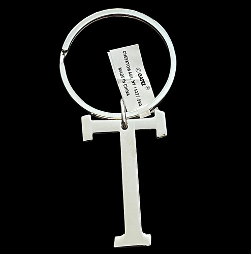 Letter T Keychain Silver Tone Metal Ganz Initial Key Ring Fob Christmas Gift New