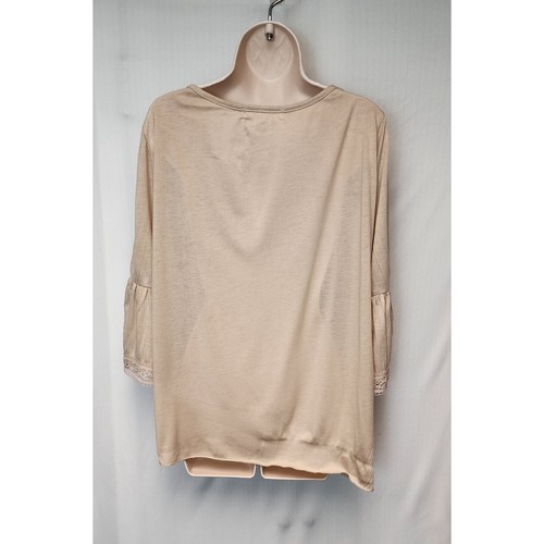 New York Laundry Loose Fit Blouse 3/4 Bell Sleeve Lace Accent Sz M Color Beige - Picture 4 of 6
