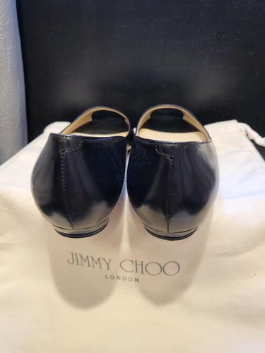 Jimmy Choo 39.5 Beck Kid Leder flache offene Zehenpartie schwarz - Bild 4 von 8