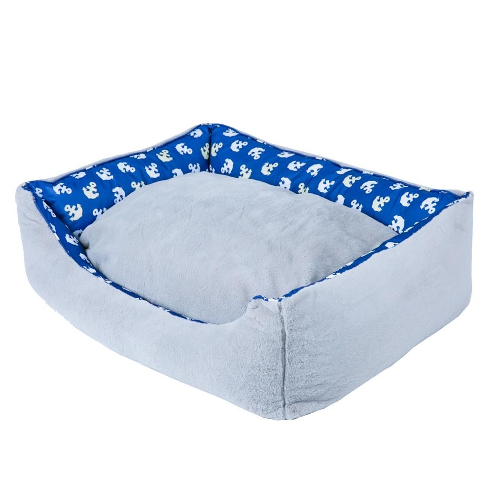 Anchor's Away Reversible Pet Bed Large Soft Calming Pet Bed, Anti
